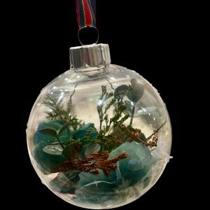 Handmade Unbreakable Elegant Holiday Ornament with Teal and Gold Accents